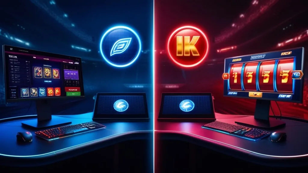 Split-screen view comparing esports bonus and casino bonus options