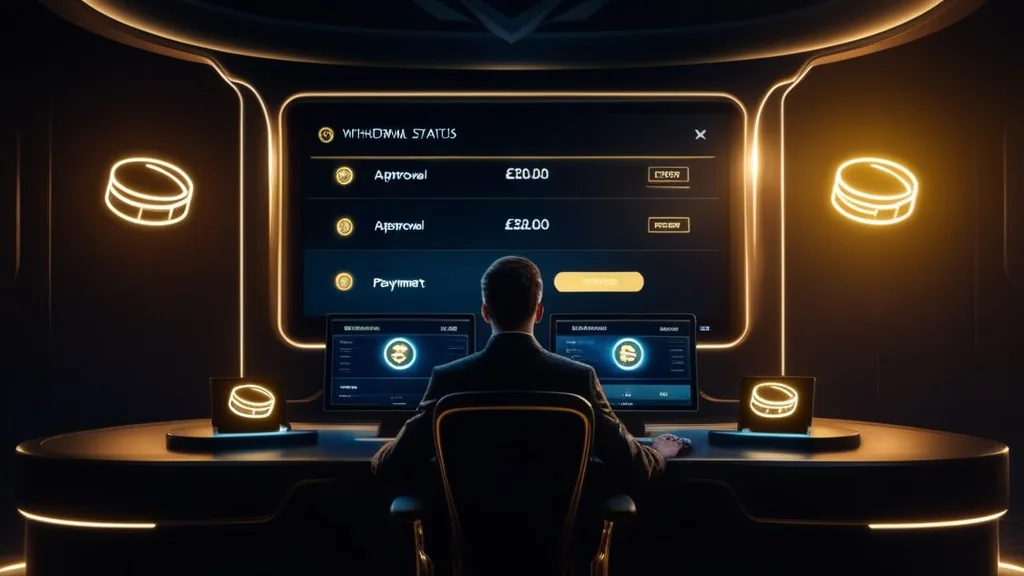 A withdrawal status screen showing approval and pending cash-out stages